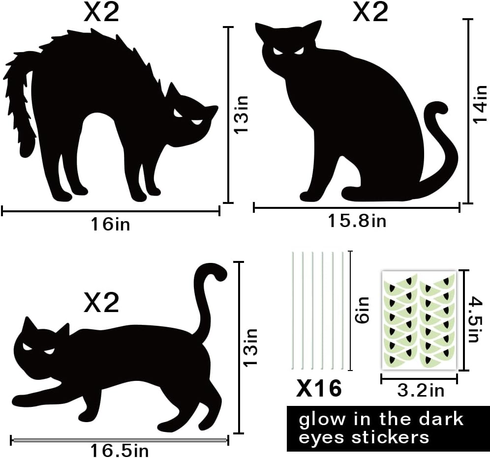 Halloween Decorations Black Cat Outdoor, 6Pcs