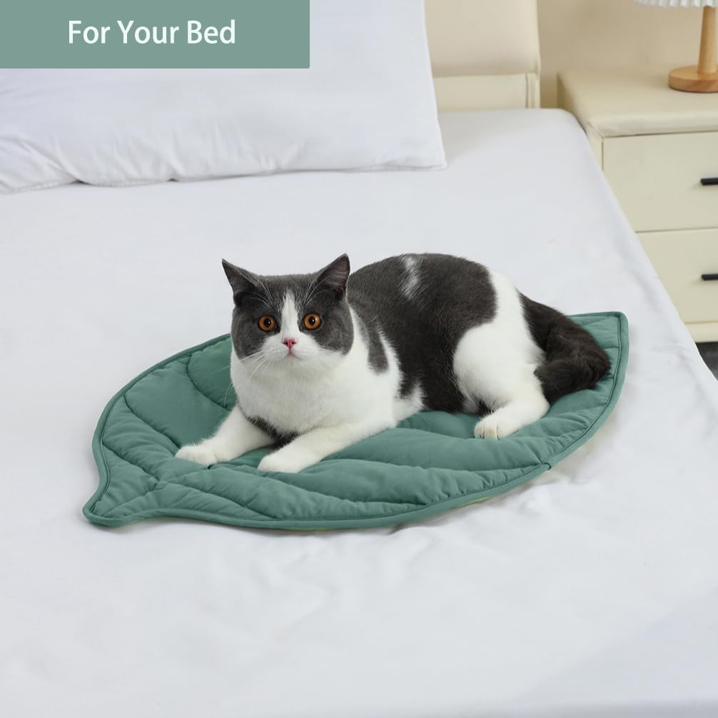 Leaf Shaped Cotton Cat Bed Pad, 30 X 20 In