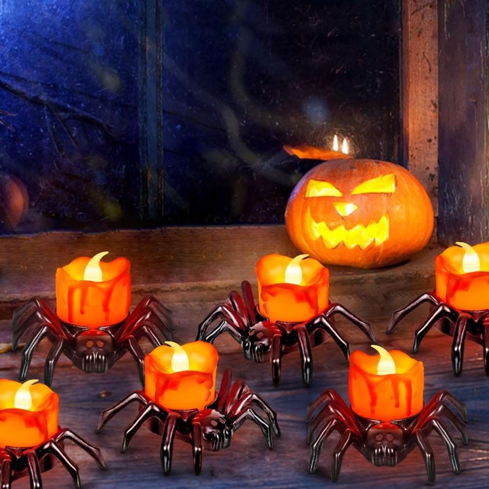 6 PCS Halloween Spider Tealights Candles