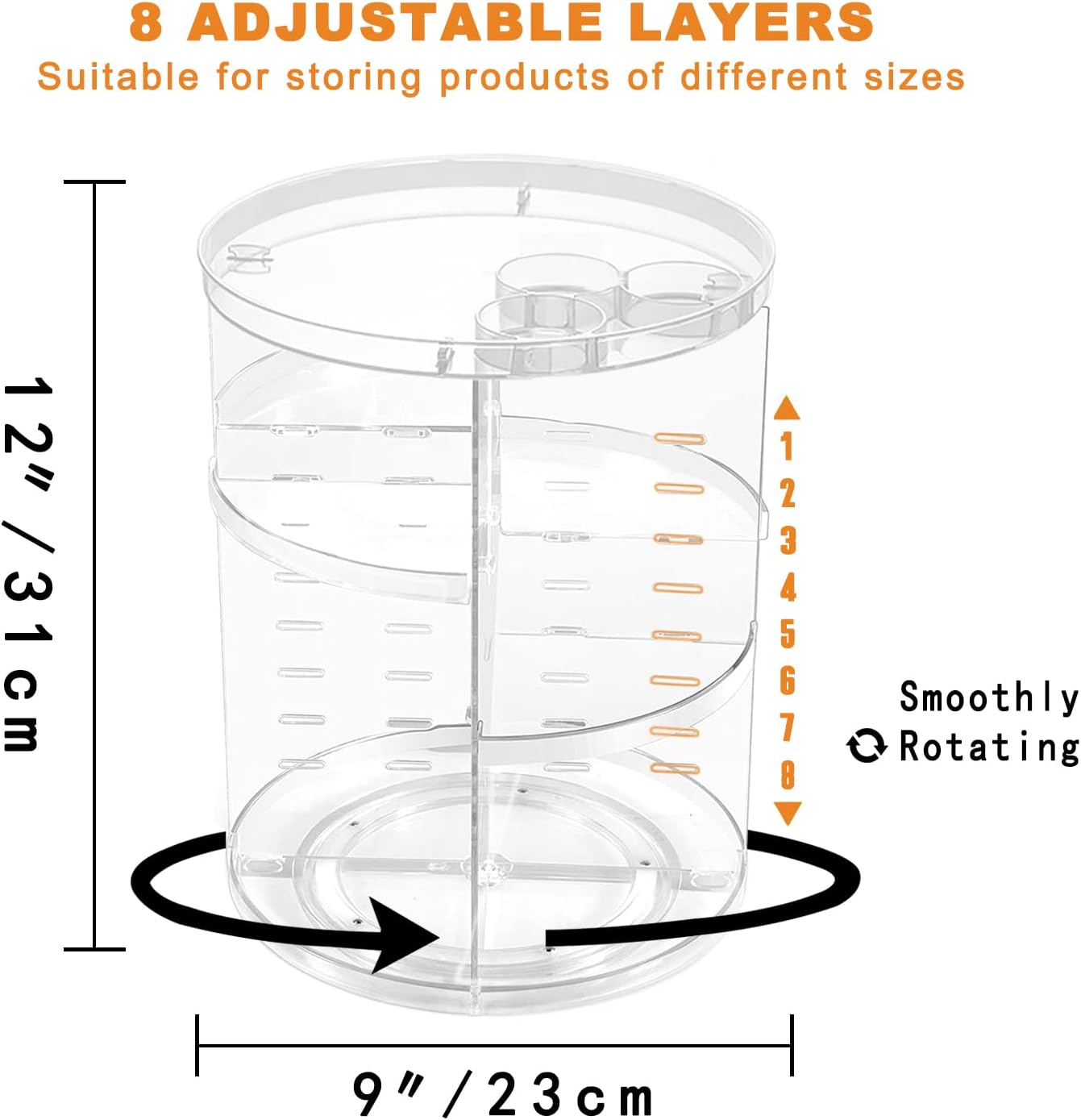 Rotating Makeup Organizer, DIY 8 Adjustable Layers