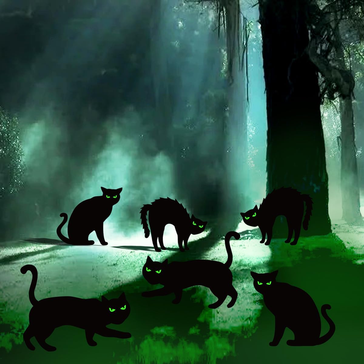 Halloween Decorations Black Cat Outdoor, 6Pcs