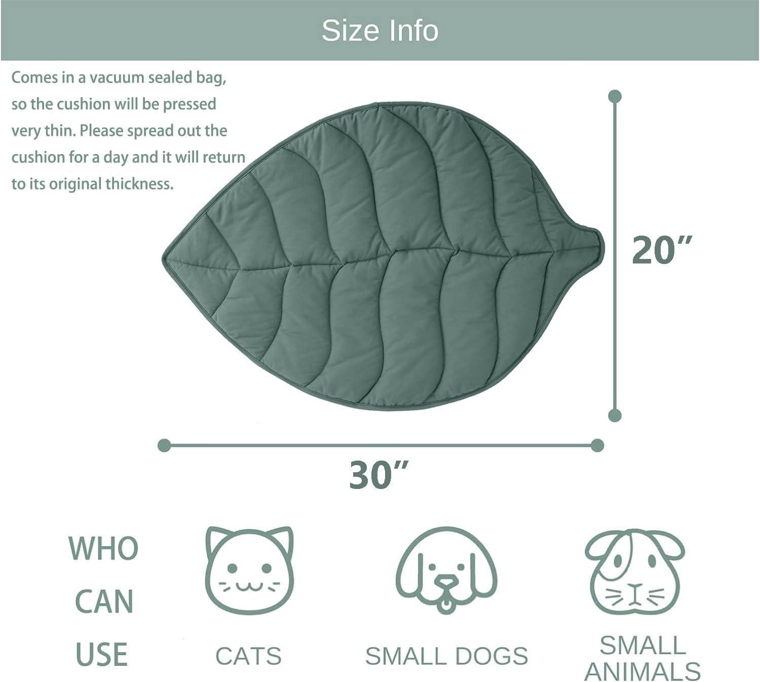 Leaf Shaped Cotton Cat Bed Pad, 30 X 20 In