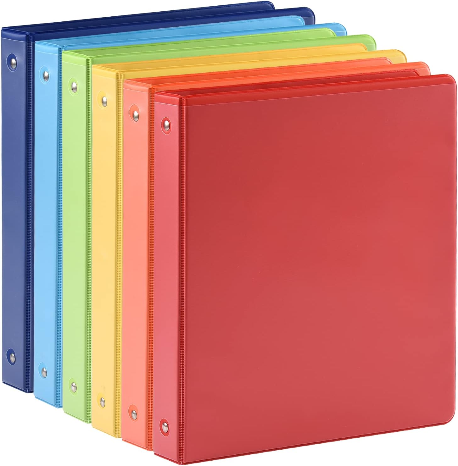 1-inch 3 Ring Binder with 2 Interior Pockets, 6 Pack
