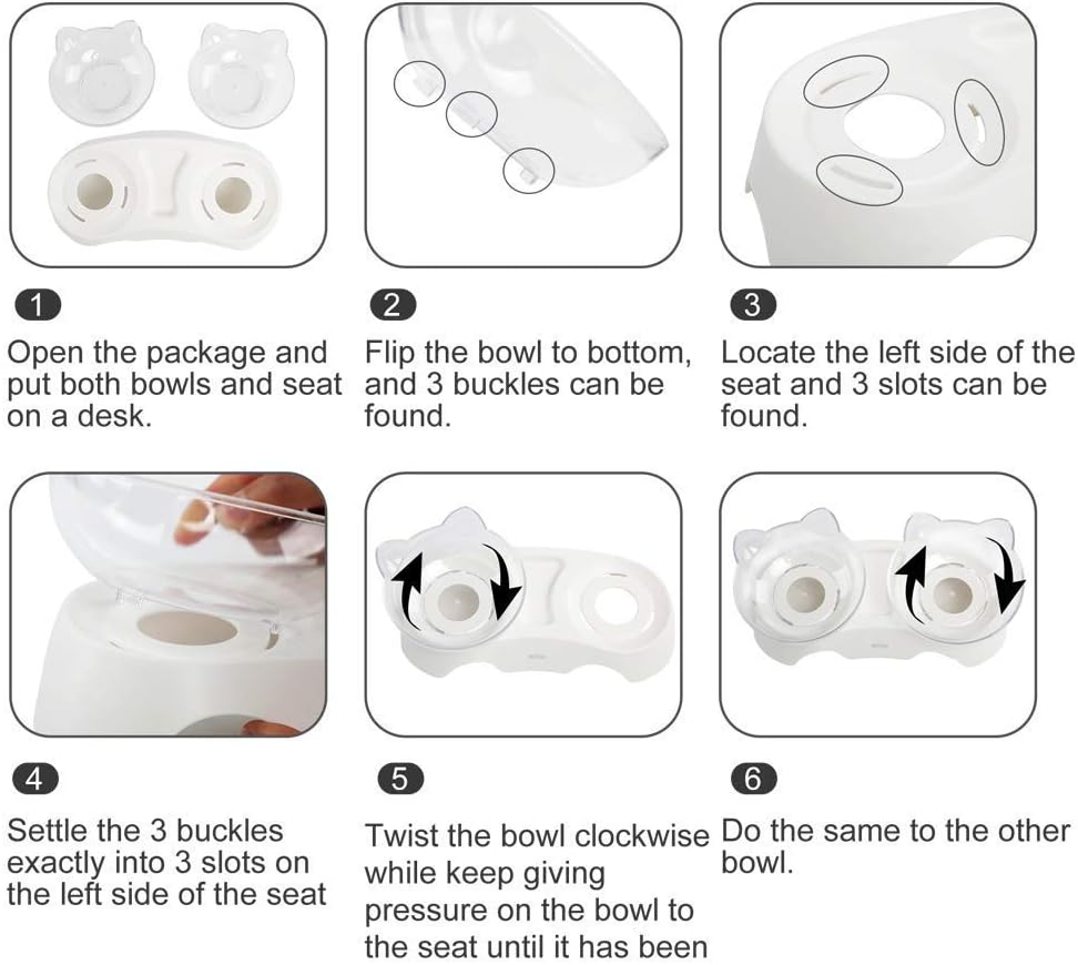 MILIFUN Cat Bowls, Cat Food Bowls Elevated Tilted, Anti Vomiting Kitty Bowl for Puppy and Bunny, Orthopedic for Indoor Cats.