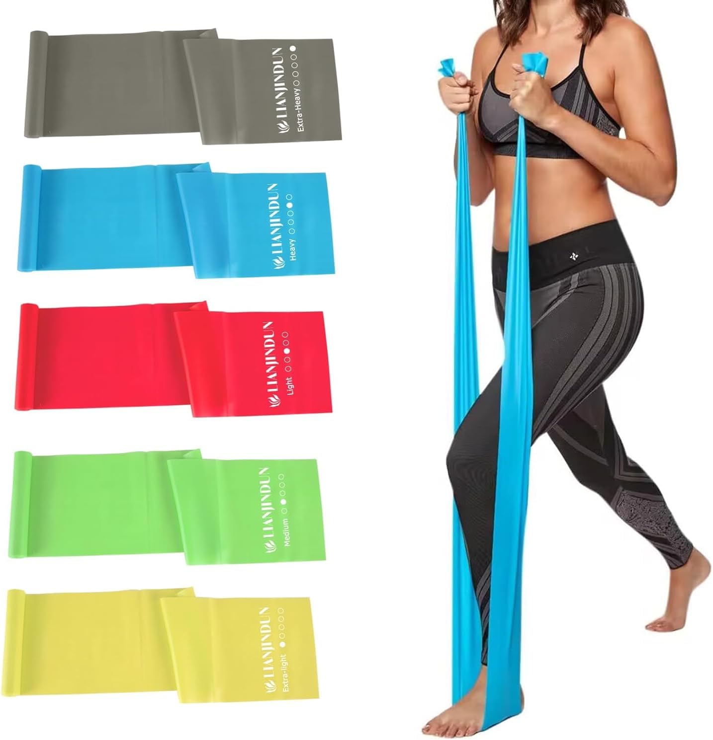 5 Pcs Resistance Bands, 4.9 Ft