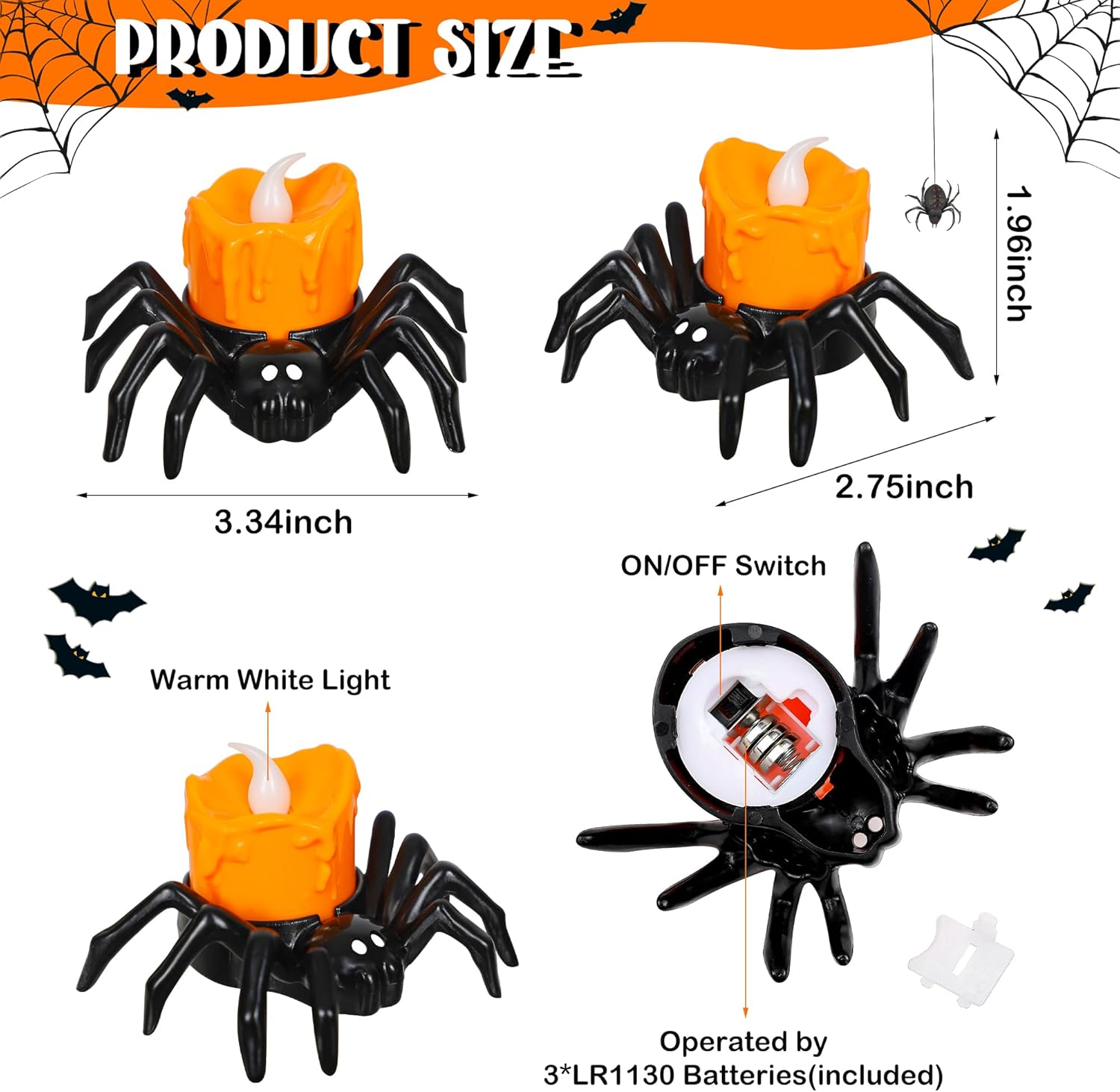 6 PCS Halloween Spider Tealights Candles