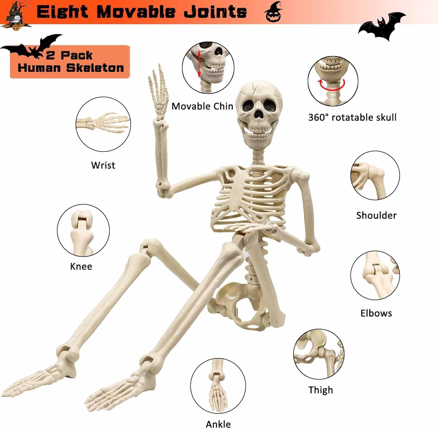 Halloween Skeleton, 2 Pack 36"