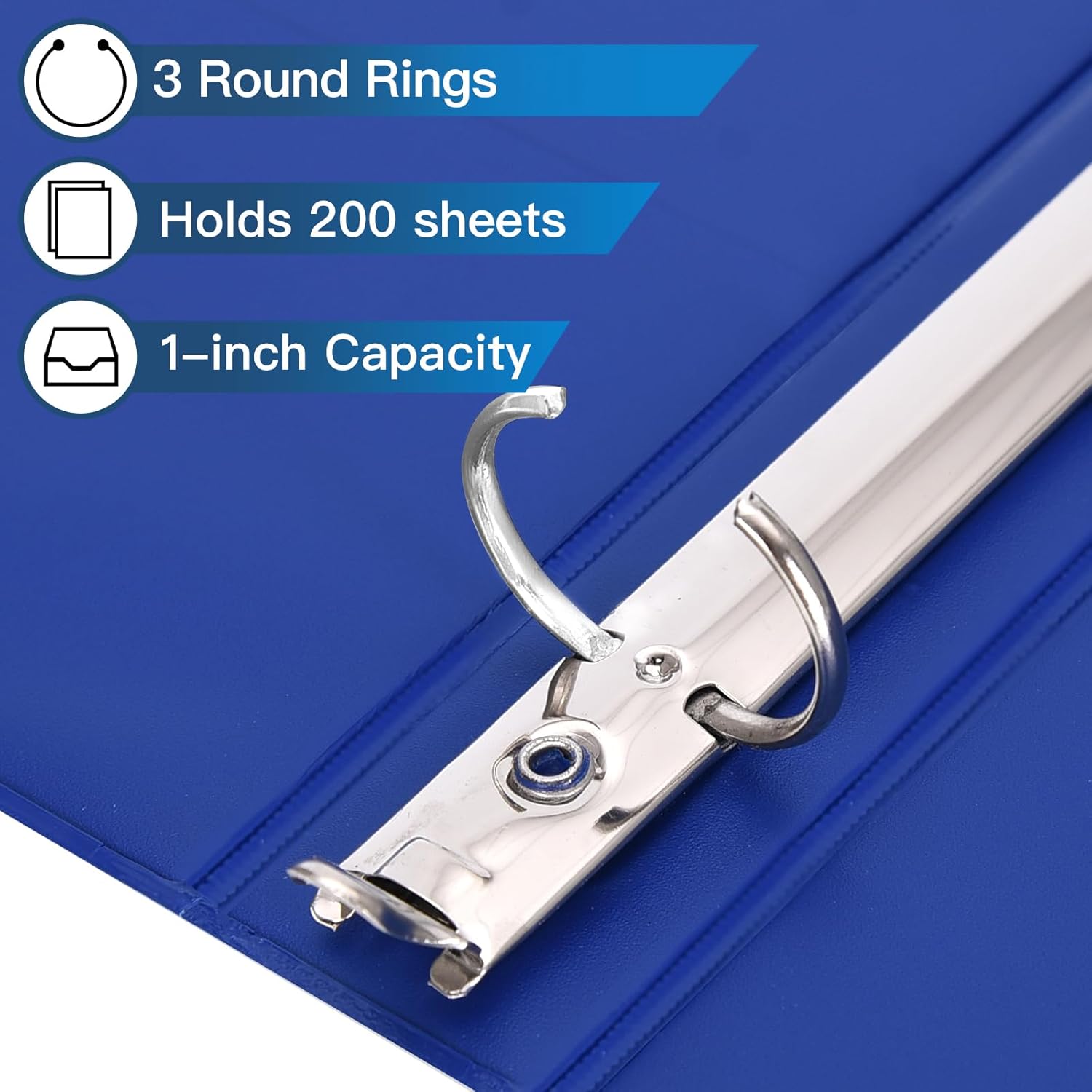 1-inch 3 Ring Binder with 2 Interior Pockets, 6 Pack