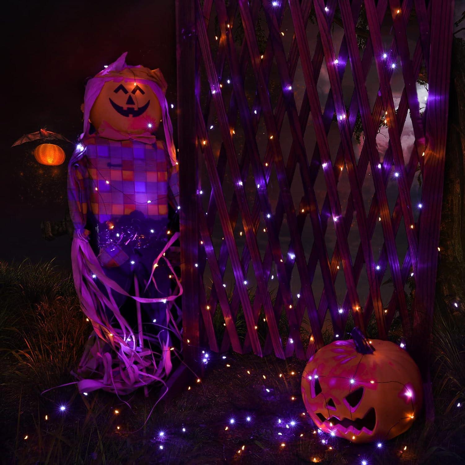 Halloween Orange Purple Solar String Lights