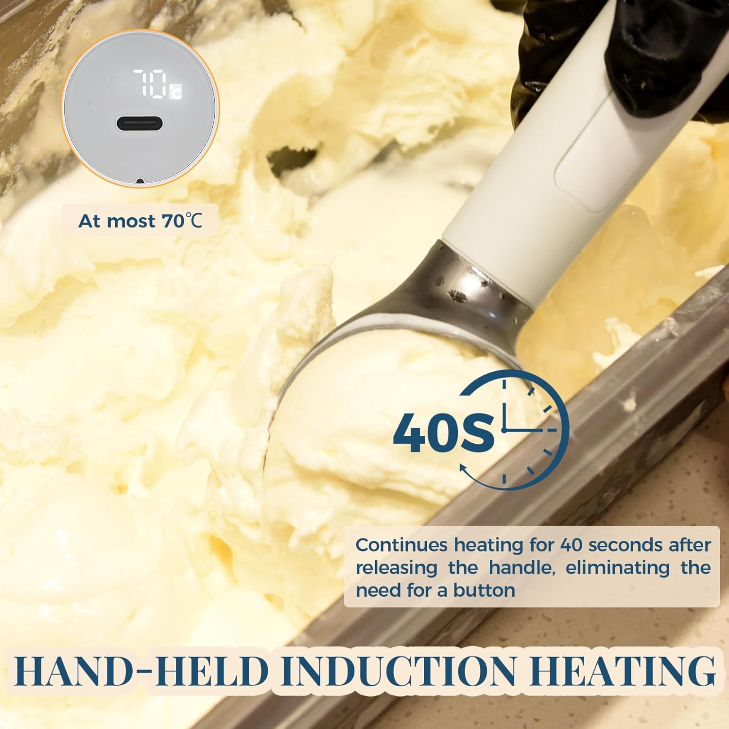 Heated Ice Cream Scoop Rechargeable