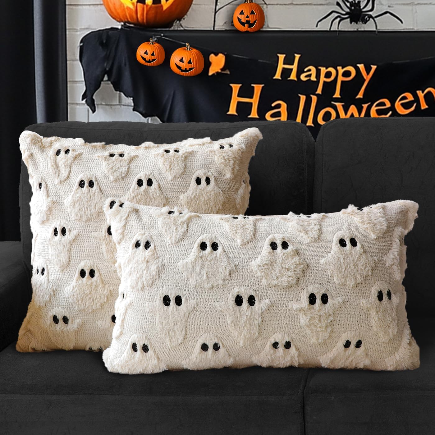Halloween Ghost Decorative Pillow Covers, 18x18 Set of 2