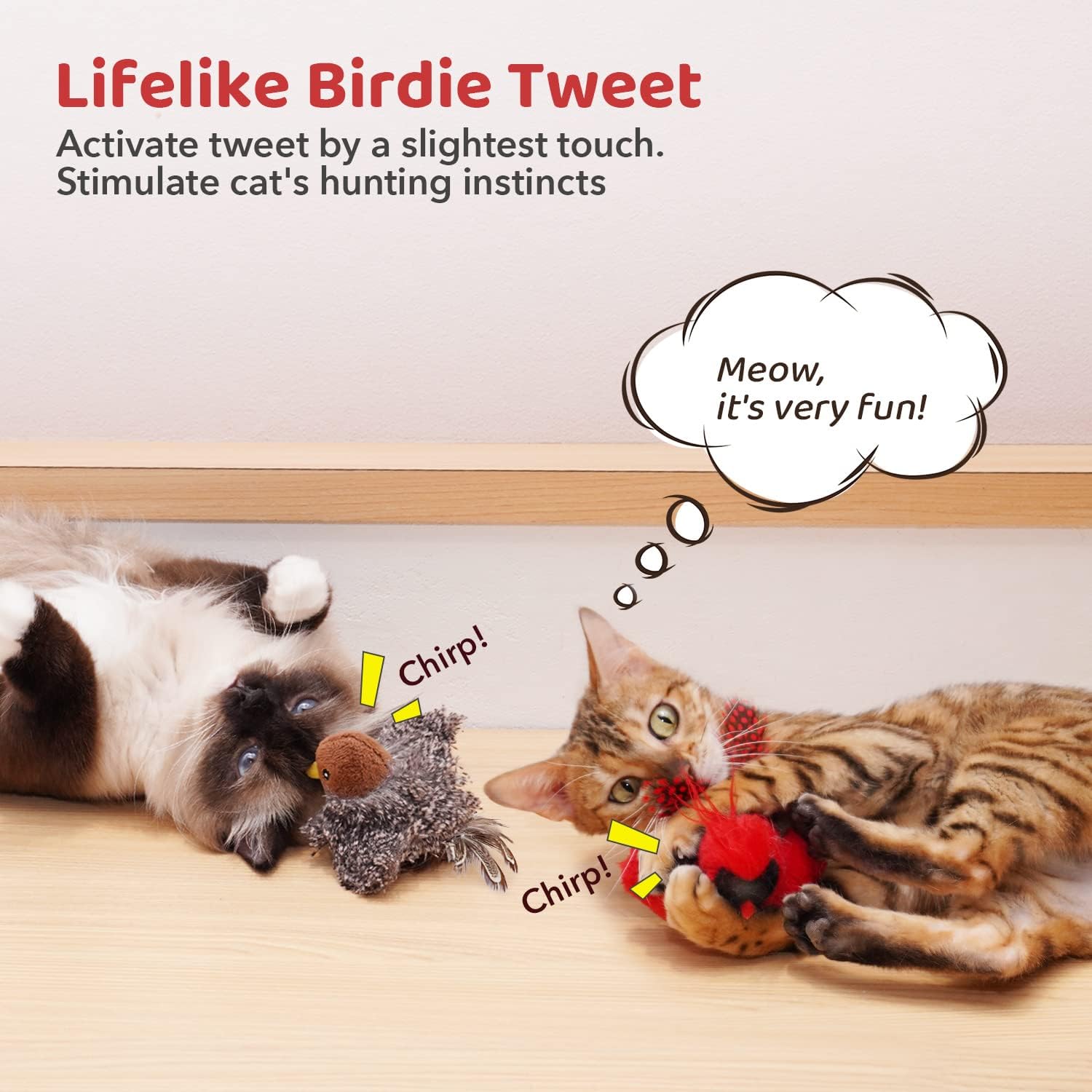 Cat Toys Chirping Birds, 2 Pcs
