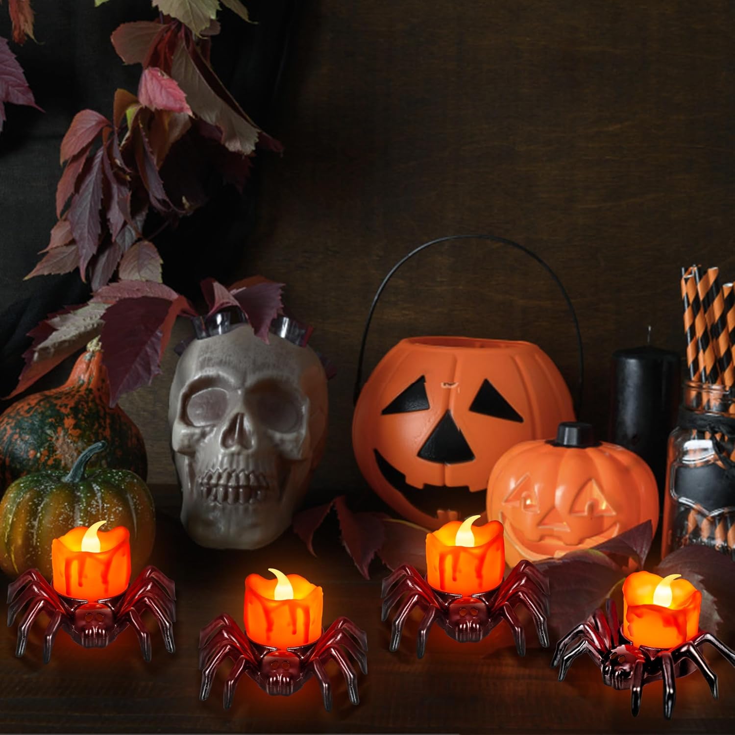 6 PCS Halloween Spider Tealights Candles