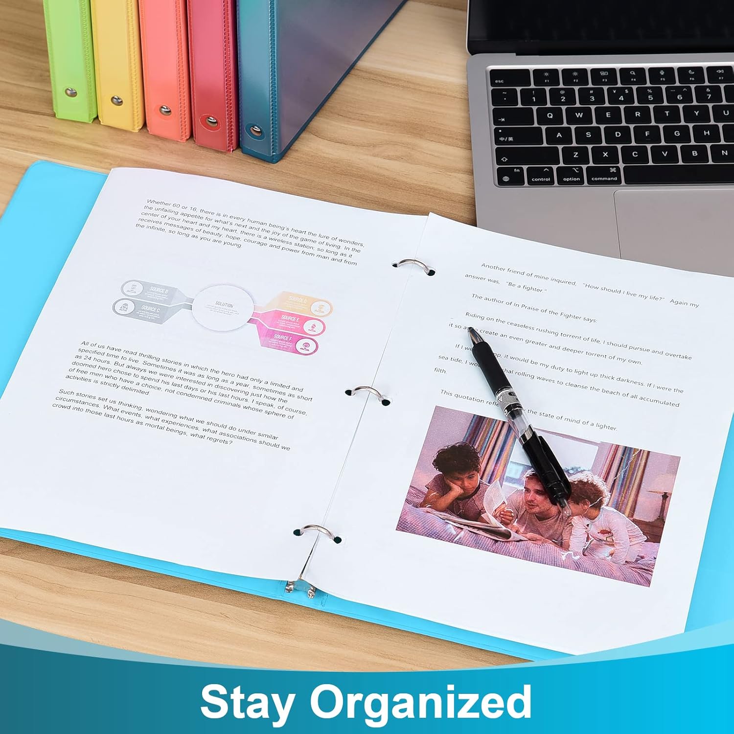 1-inch 3 Ring Binder with 2 Interior Pockets, 6 Pack