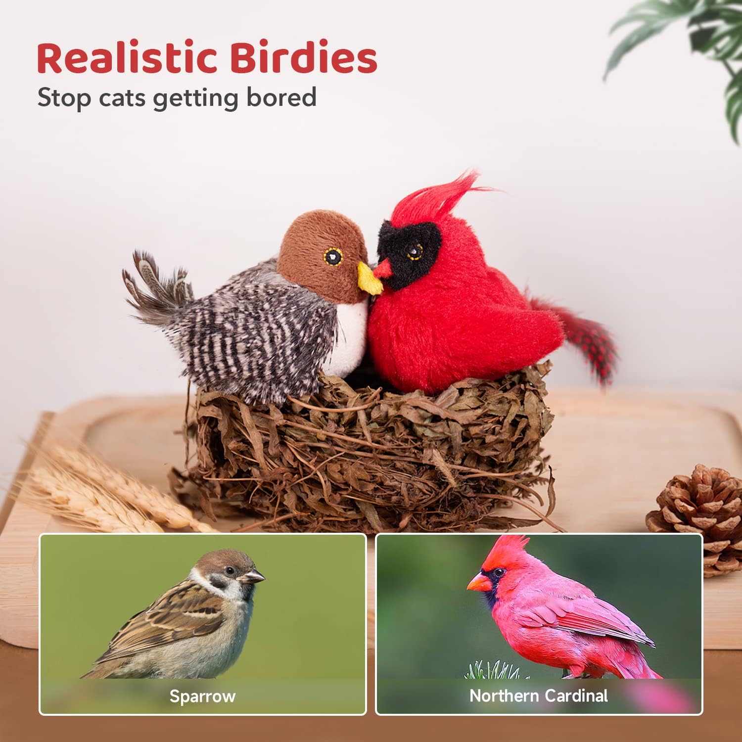 Cat Toys Chirping Birds, 2 Pcs
