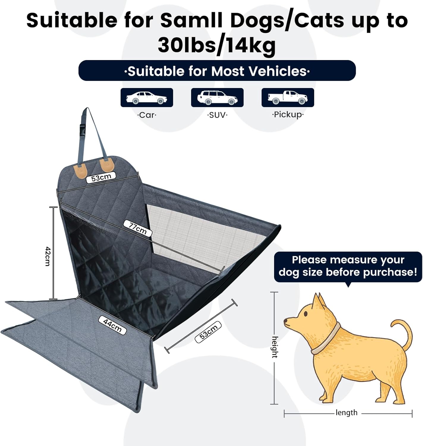 Dog Car Front Seat Cover with Door Protection