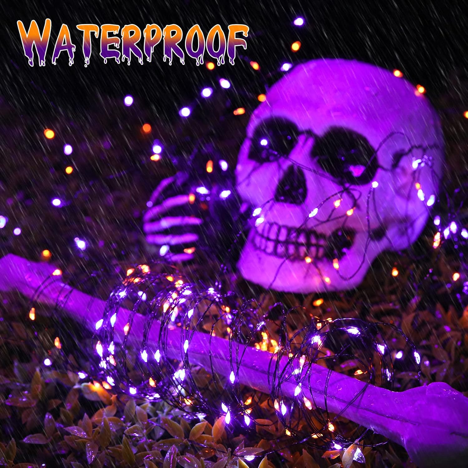 Halloween Orange Purple Solar String Lights