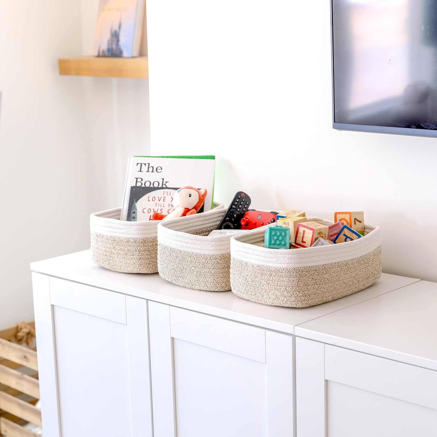 Storage Baskets for Shelves, 3 Pack