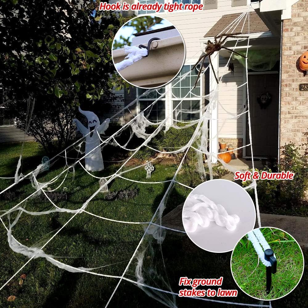 200" Halloween Spider Web + 59" Giant Spider