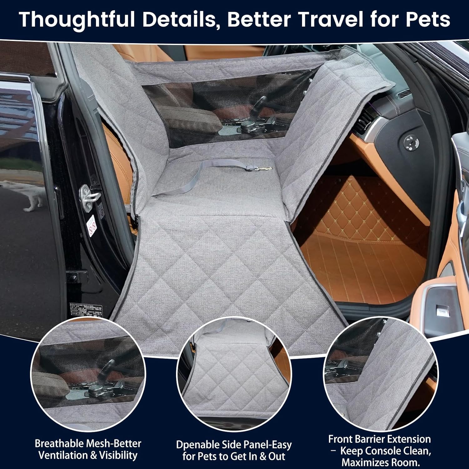 Dog Car Front Seat Cover with Door Protection