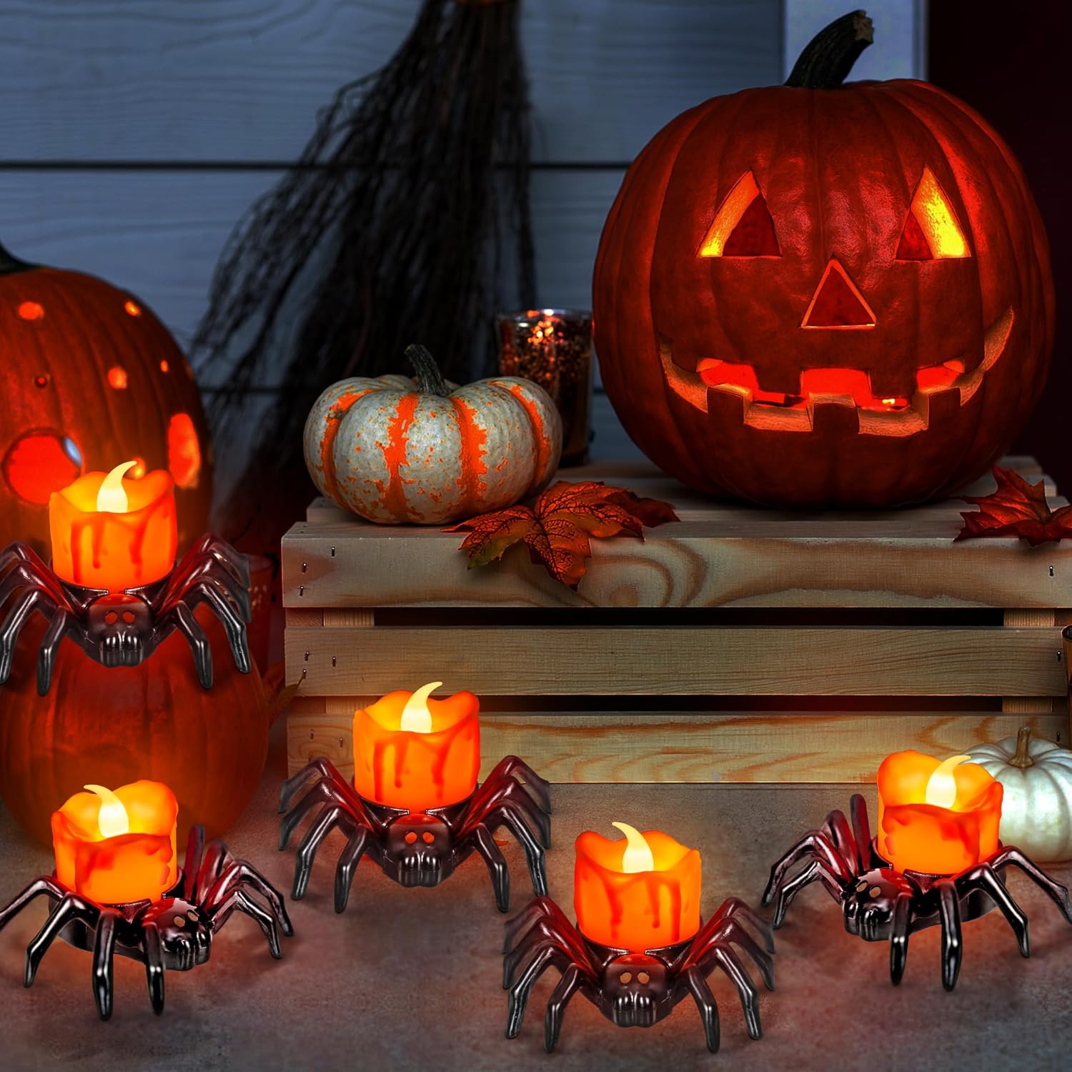 6 PCS Halloween Spider Tealights Candles