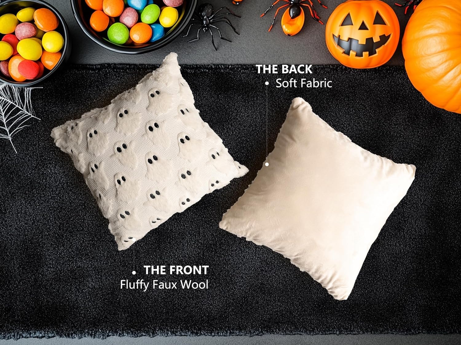 Halloween Ghost Decorative Pillow Covers, 18x18 Set of 2