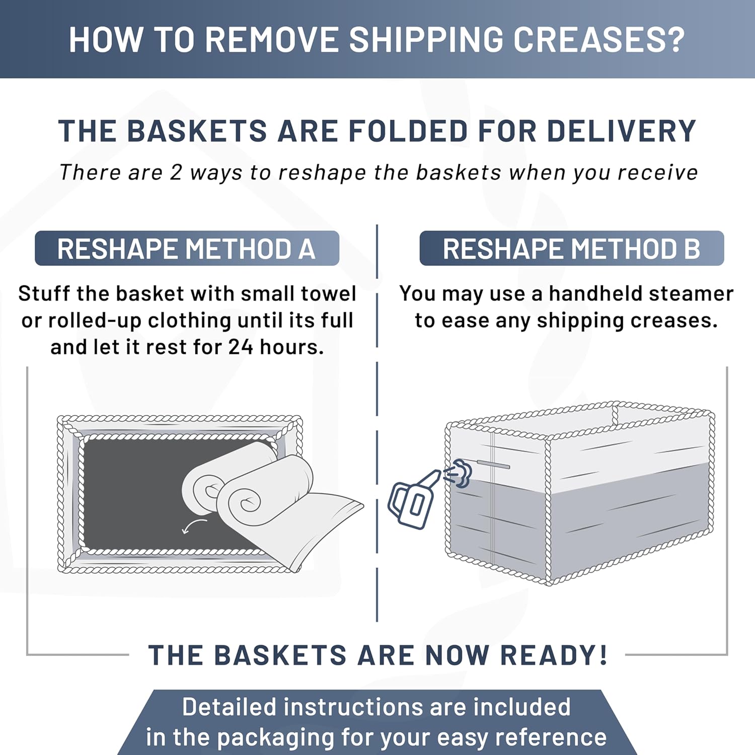 Storage Baskets for Shelves, 3 Pack