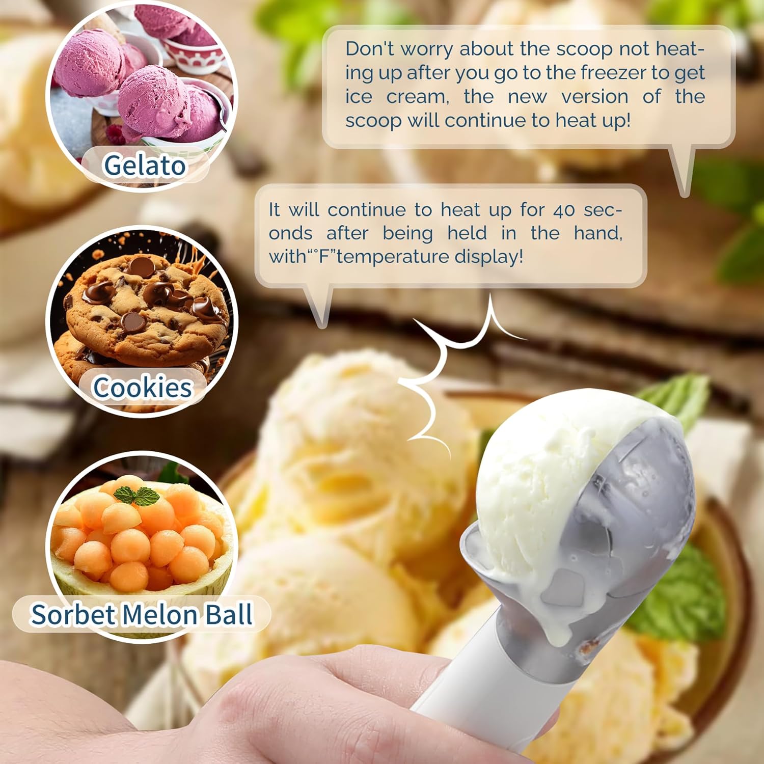 Heated Ice Cream Scoop Rechargeable