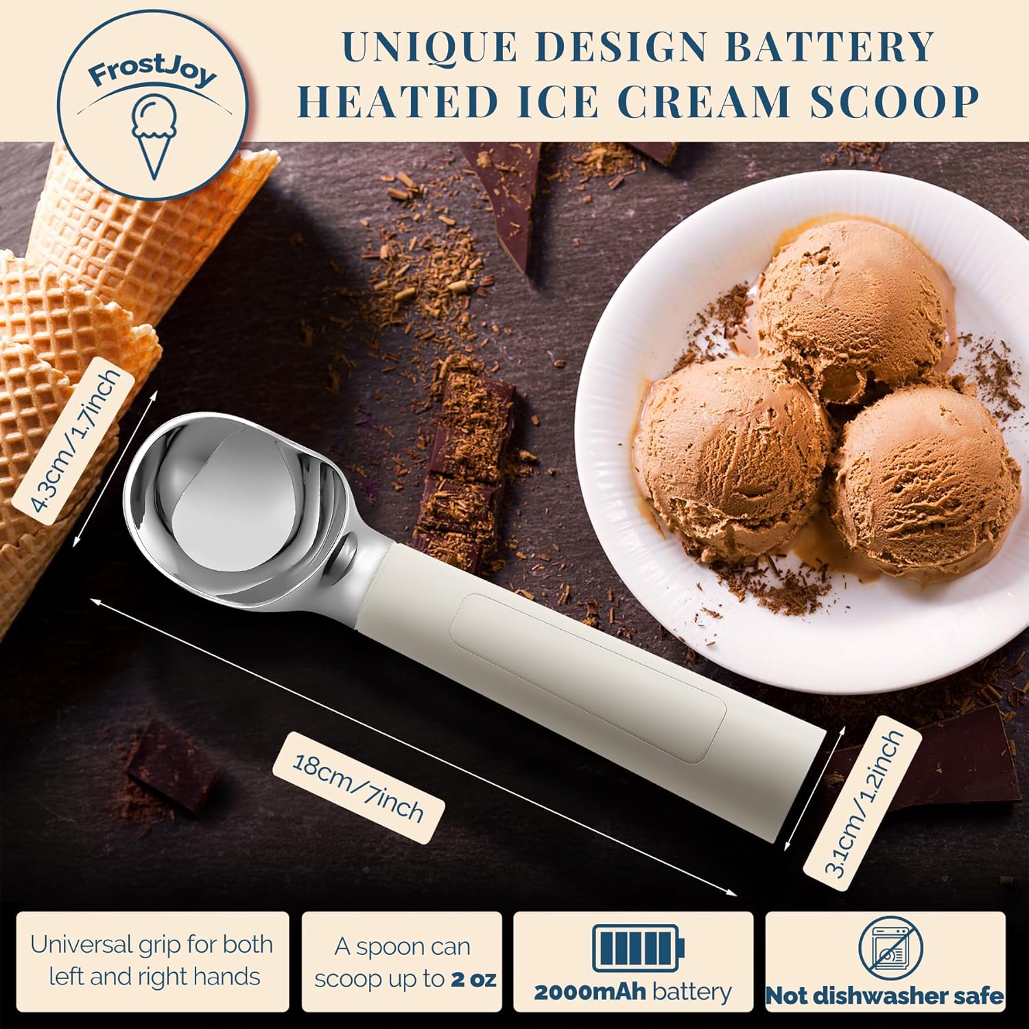 Heated Ice Cream Scoop Rechargeable