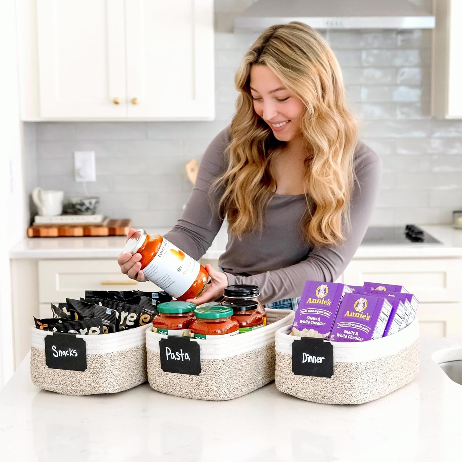 Storage Baskets for Shelves, 3 Pack