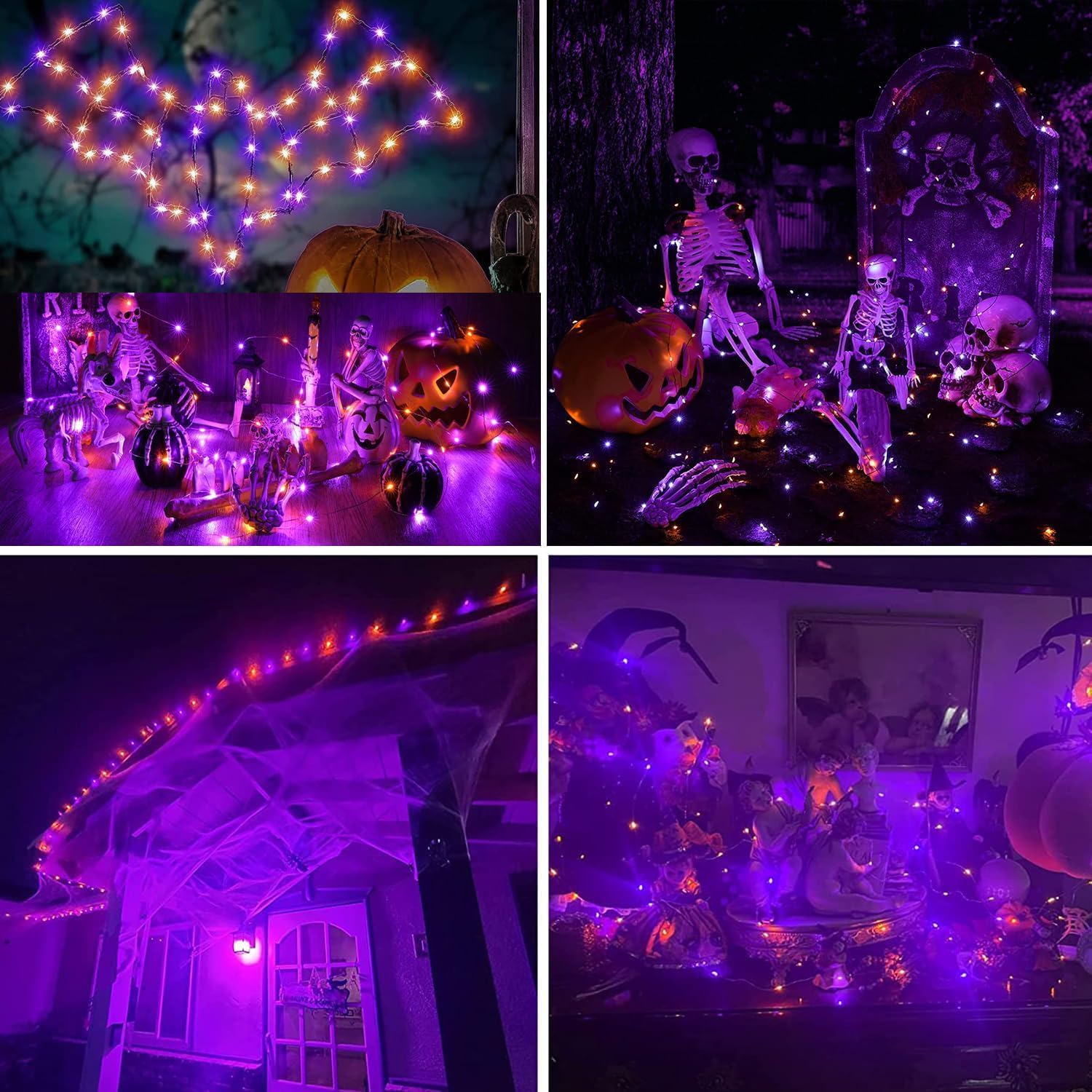 Halloween Orange Purple Solar String Lights