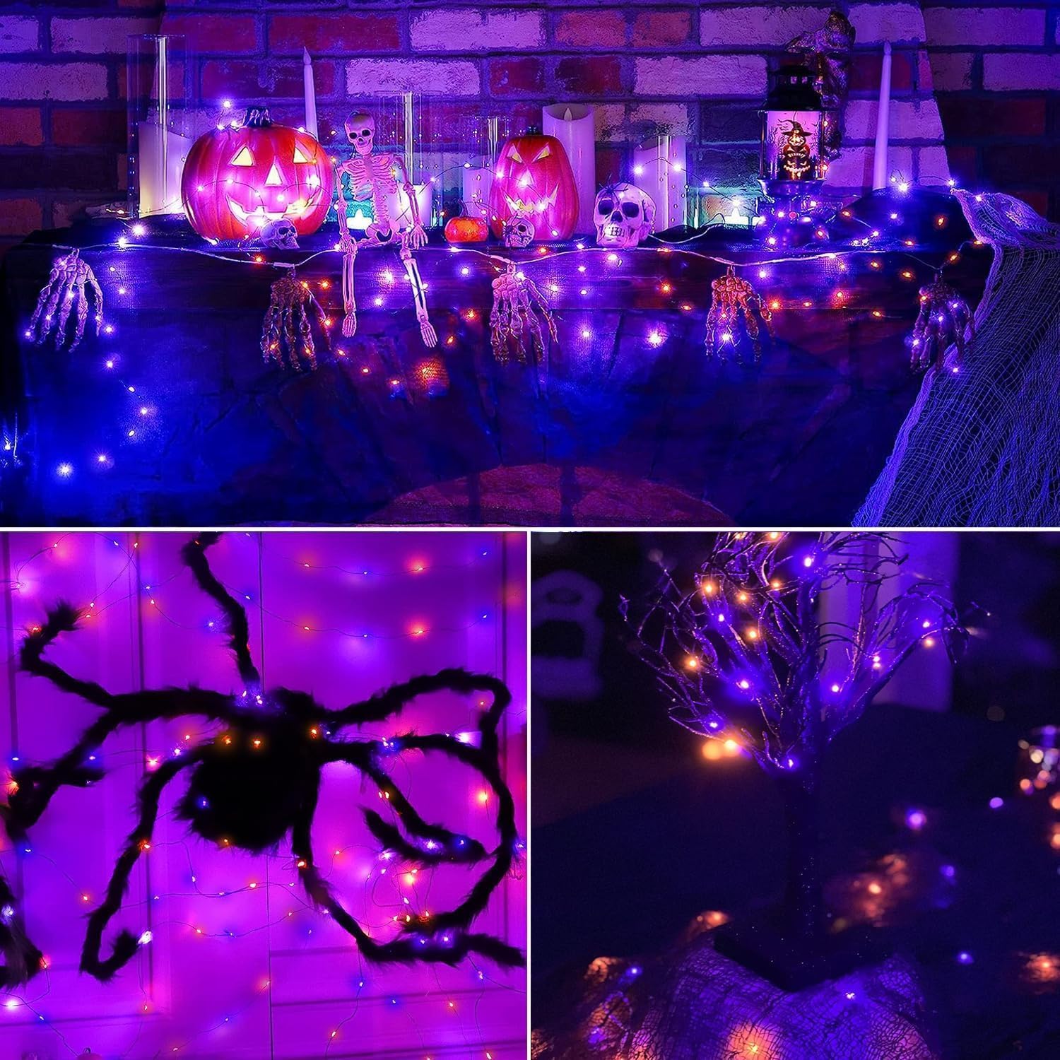 Halloween Orange Purple Solar String Lights