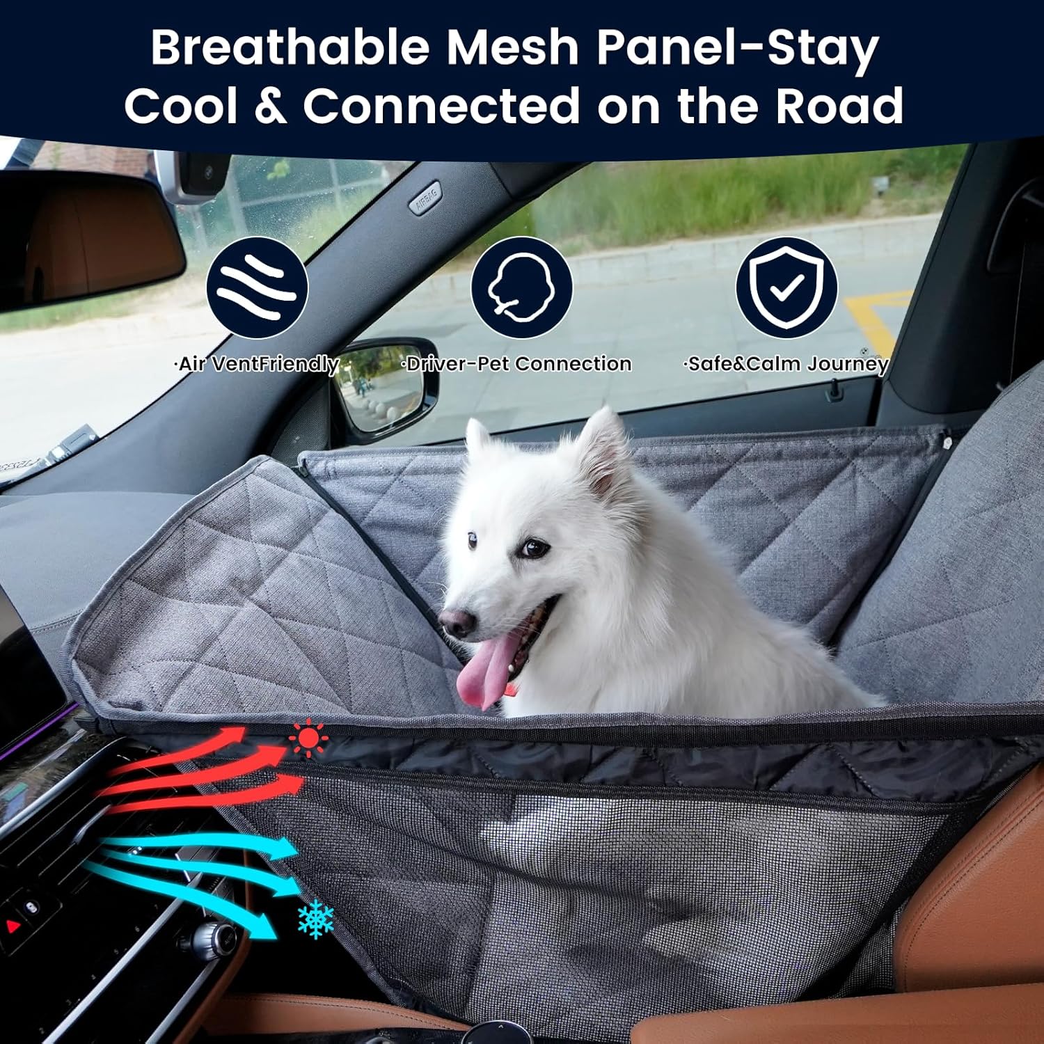 Dog Car Front Seat Cover with Door Protection