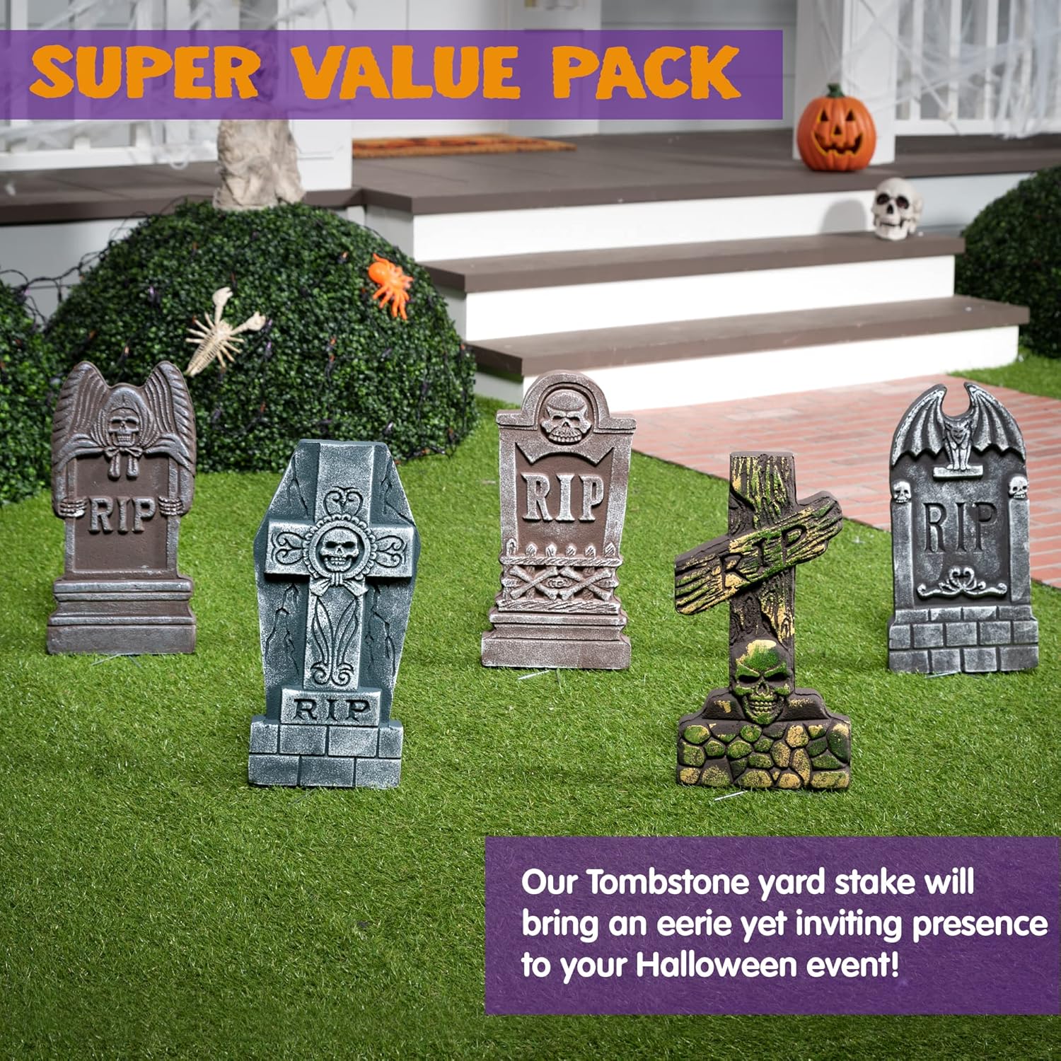 Halloween Foam RIP Graveyard Tombstones (5 Pack)