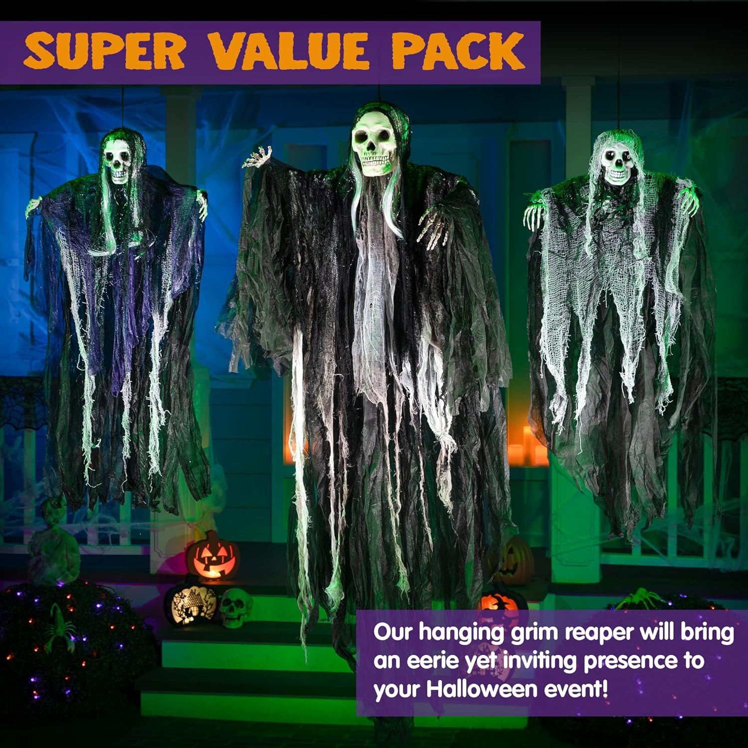 3 Pack Hanging Halloween Skeleton