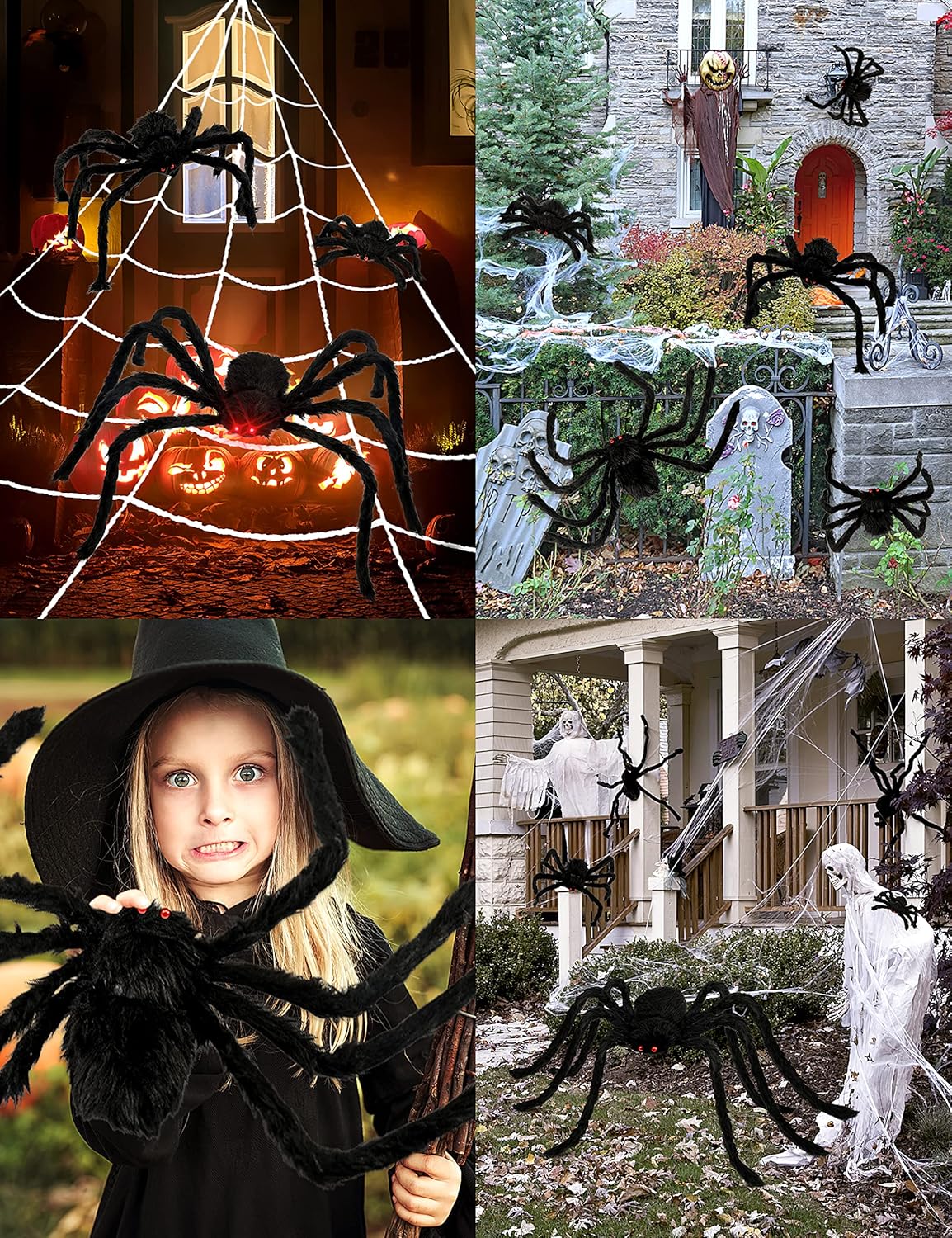 Halloween Plush Spiders Set,  6 Pcs