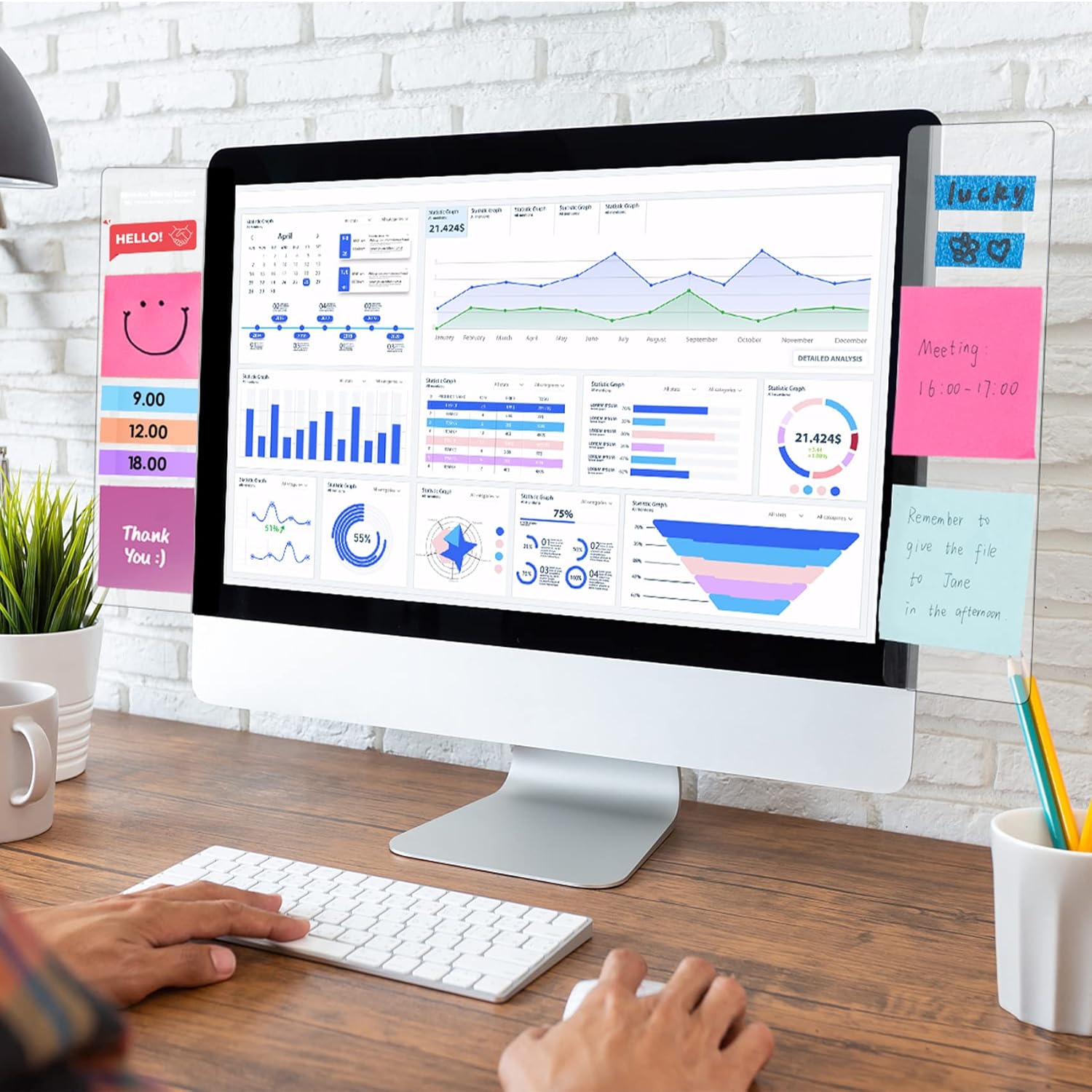 2 pcs Multifunction Computer Monitor Memo Board