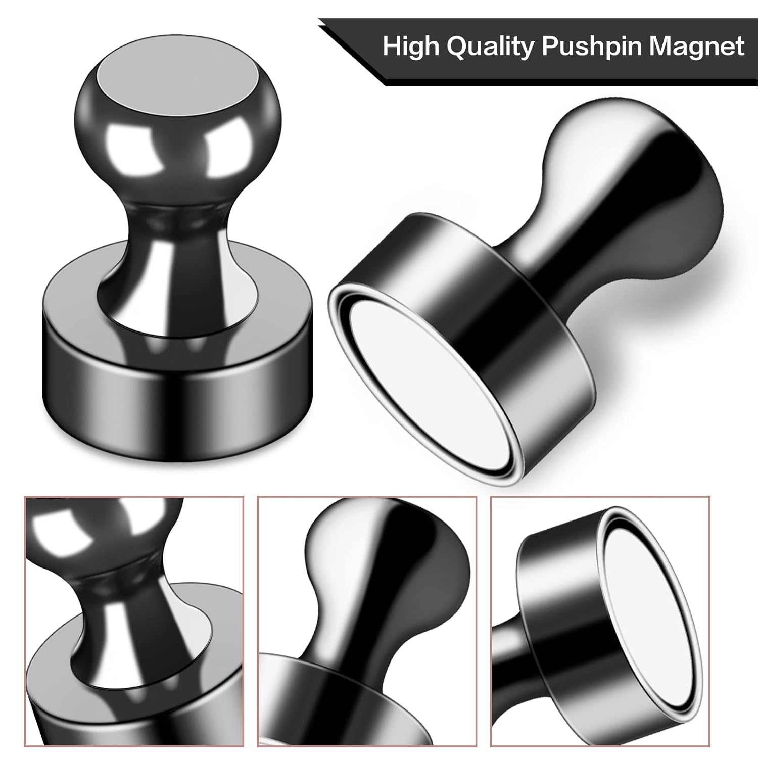 12Pcs Black Fridge Magnets