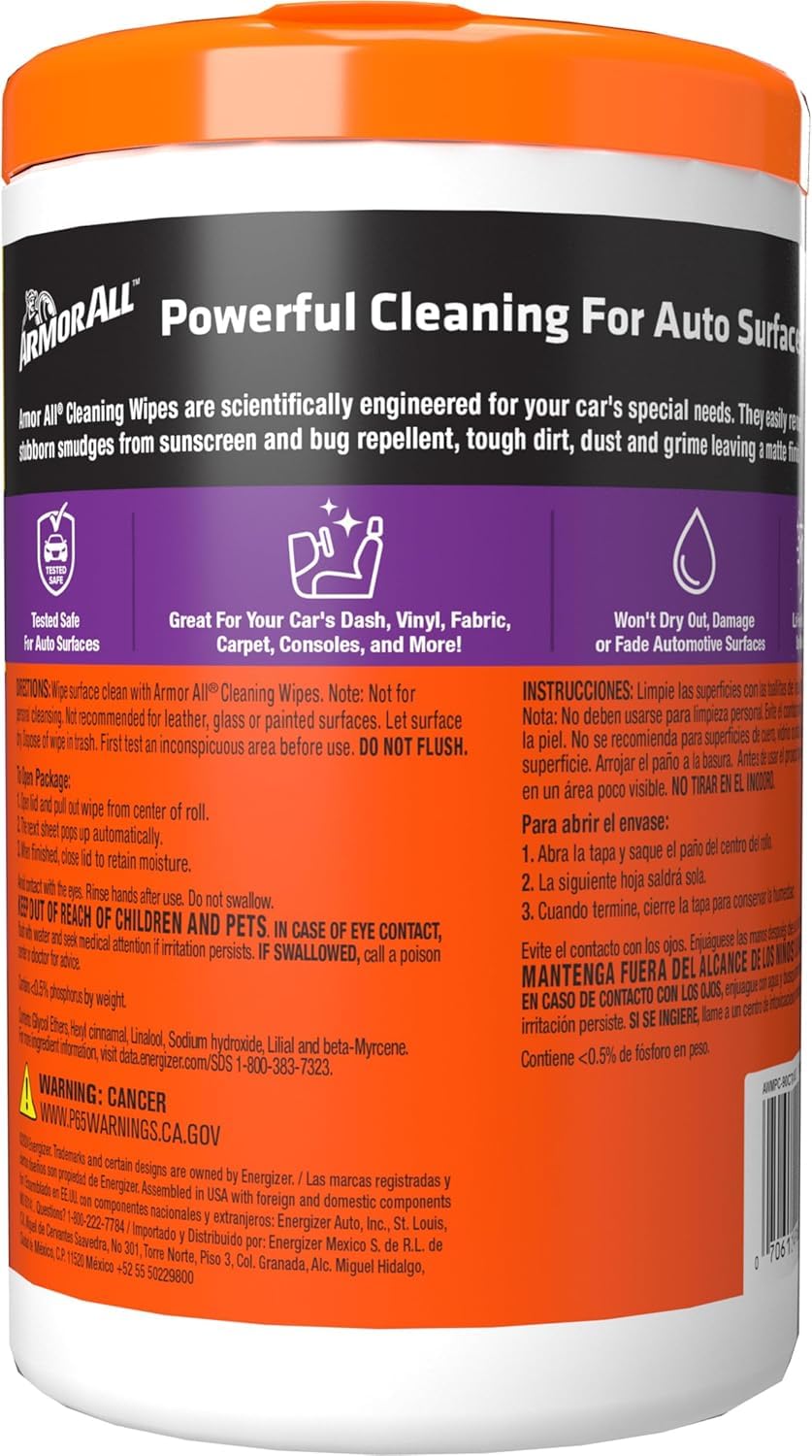 Armor All Car Cleaning Wipes, 90 Wipes Each