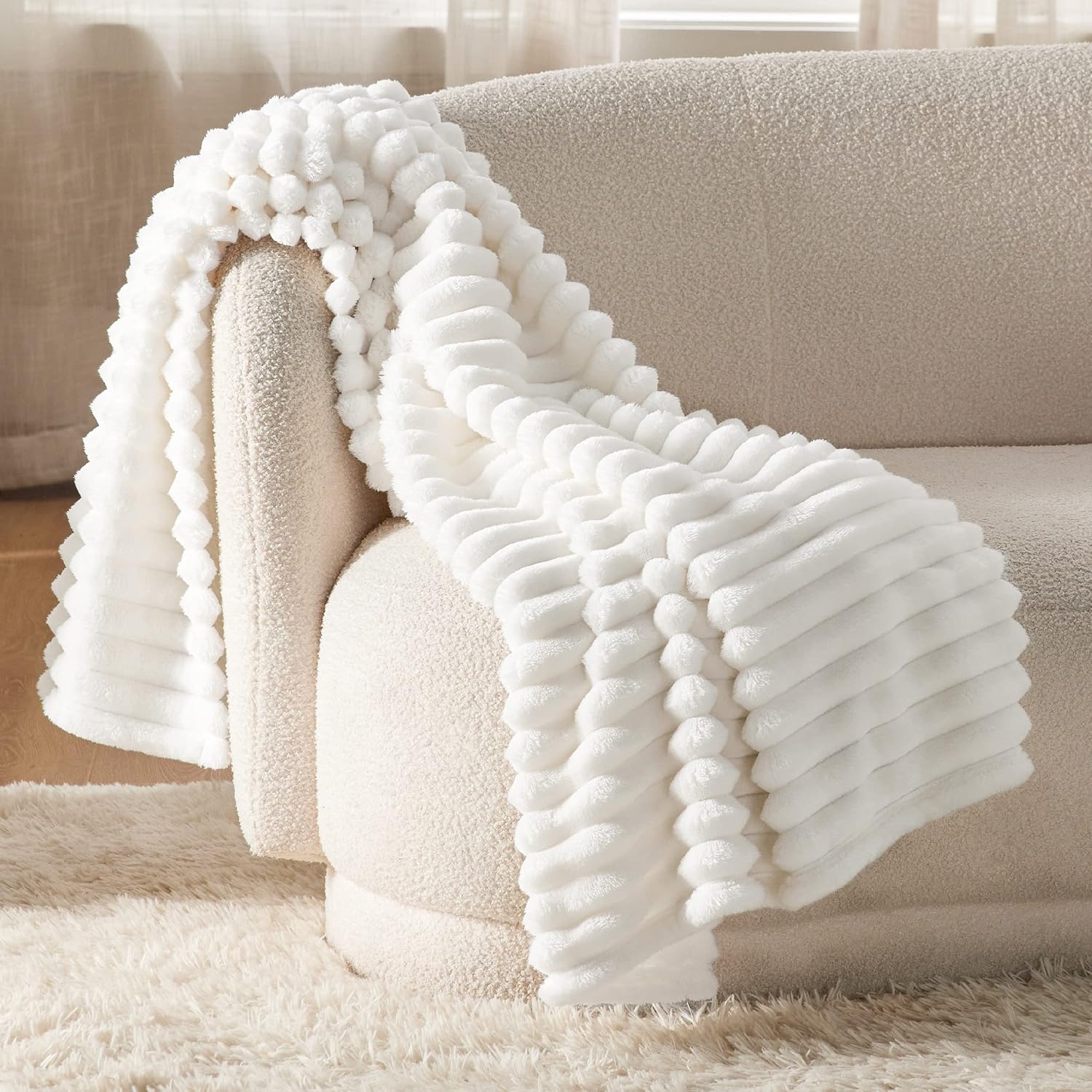 GentleSoft White Throw Blanket for Couch