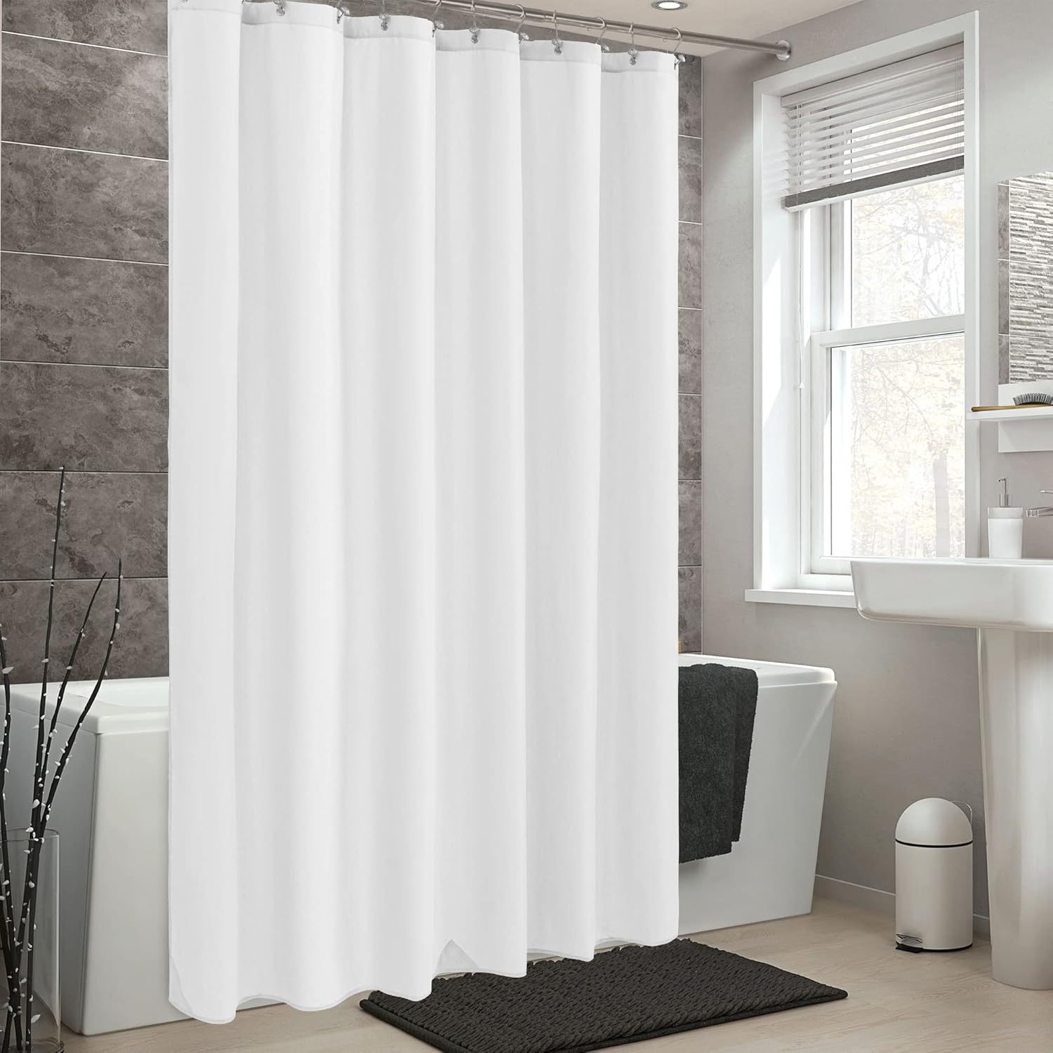 Waterproof Fabric Shower Curtain Liner with 3 Magnets
