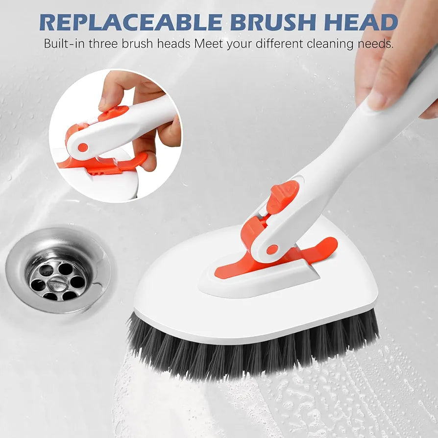 3-In-1 Tile, Tub, Floor Scrubber with 52-in Adjustable Long Handle