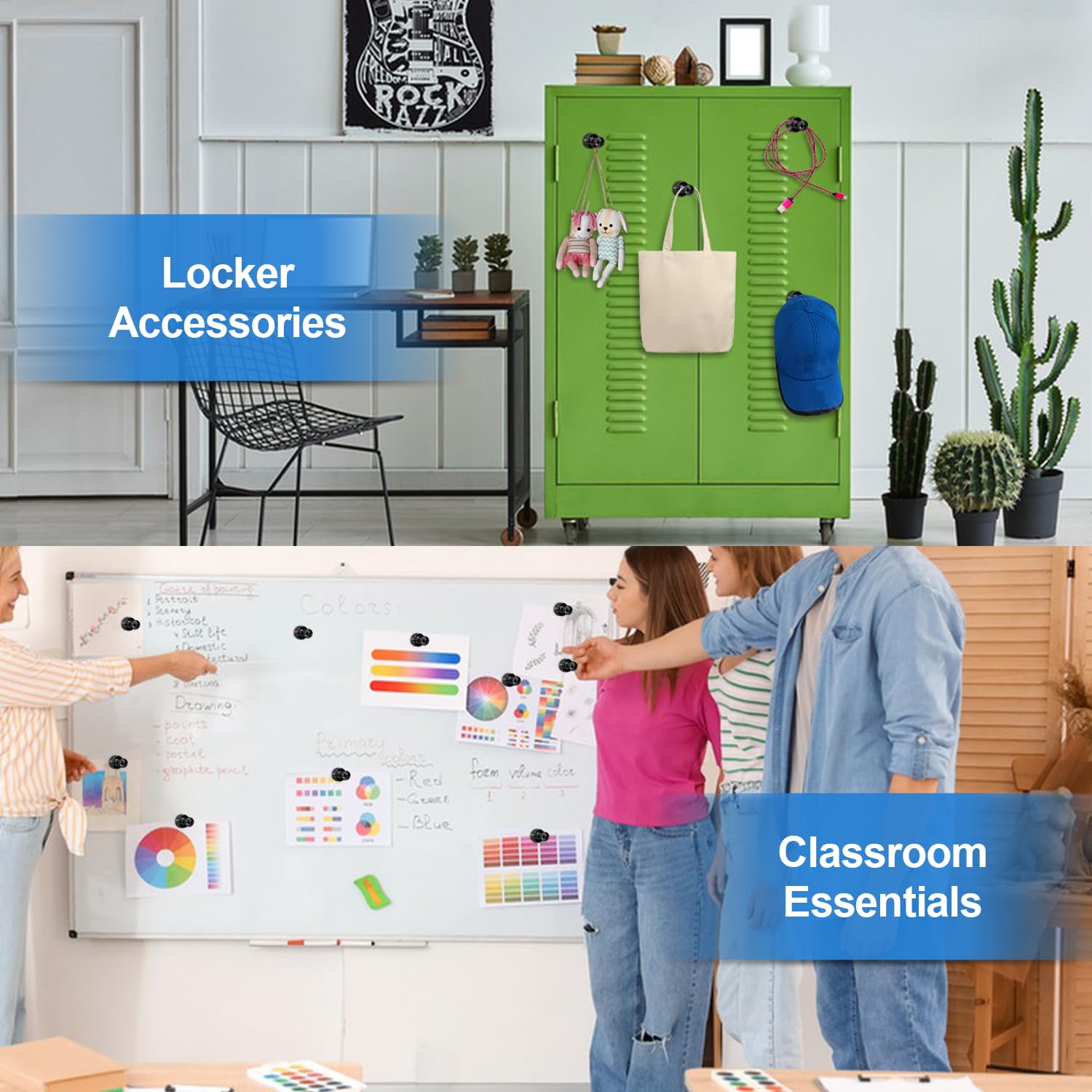 12Pcs Black Fridge Magnets