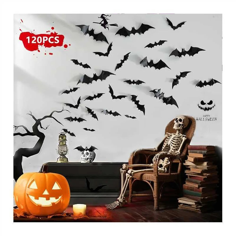 120pcs Halloween Bats Decorations Outdoor Indoor