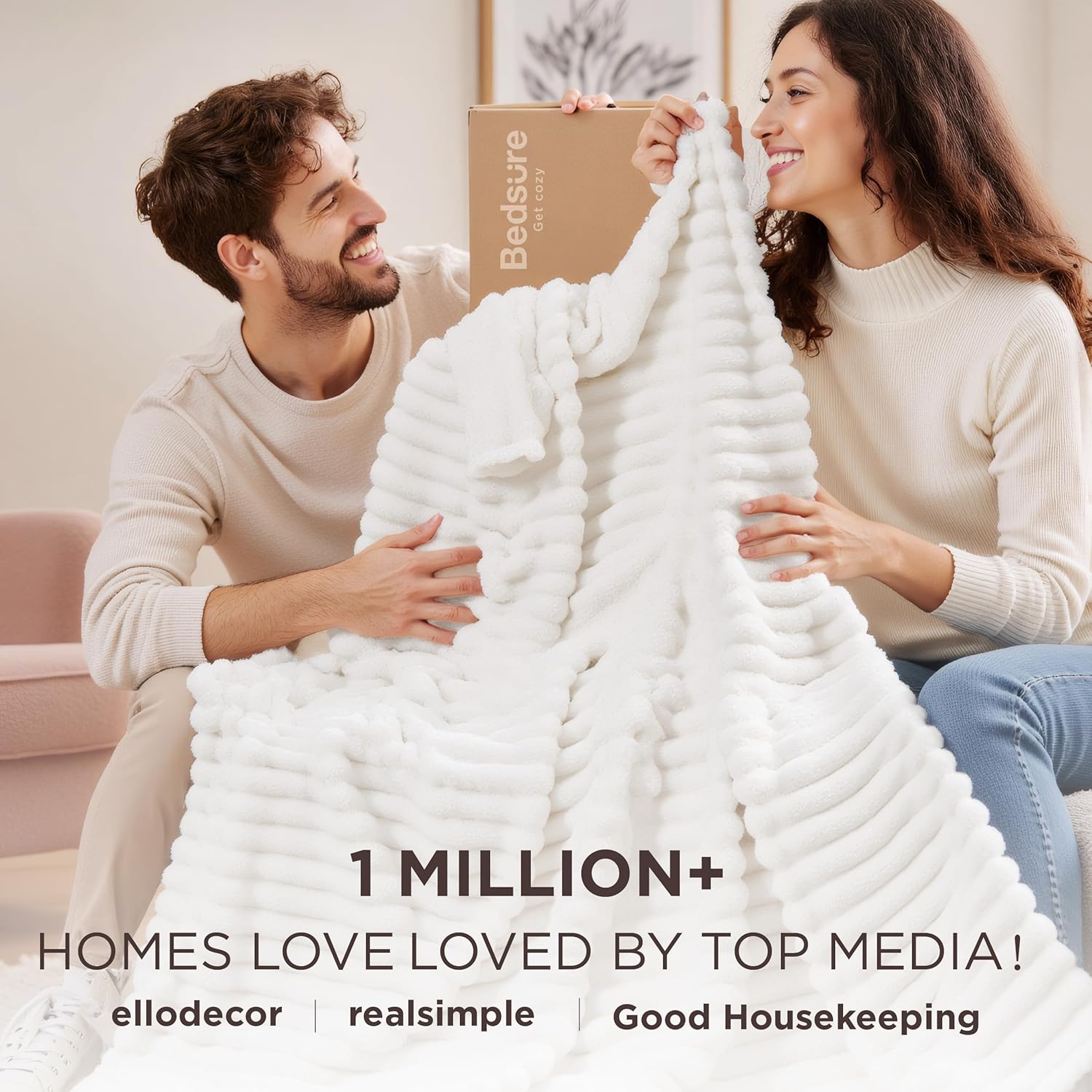 GentleSoft White Throw Blanket for Couch