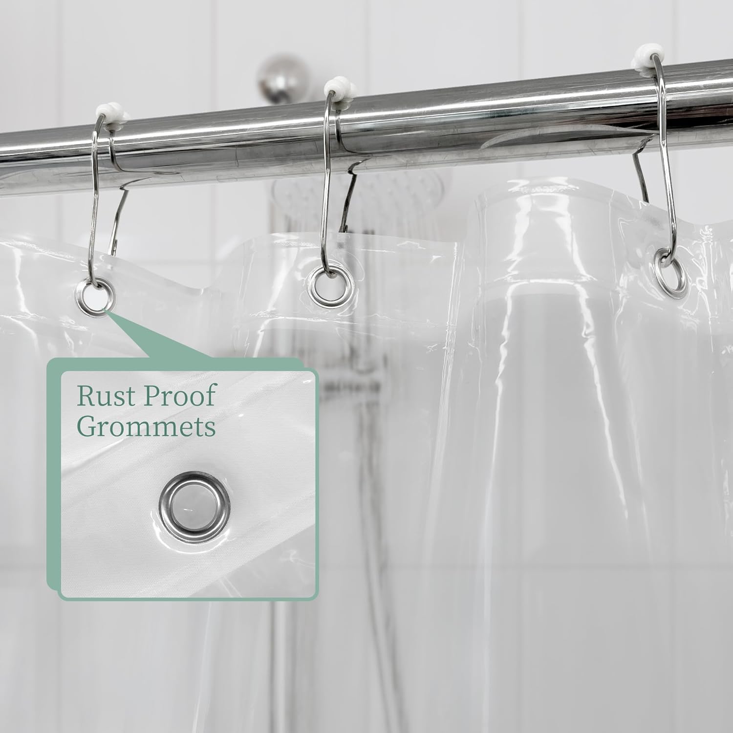Awesome Clear Shower Curtain Liner with 3 Magnets