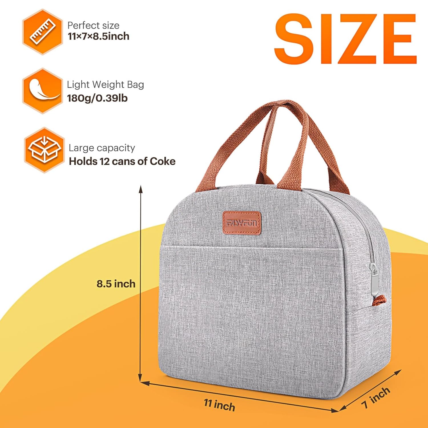Lunch Bag for Work, Travel, Outdoor (Grey)