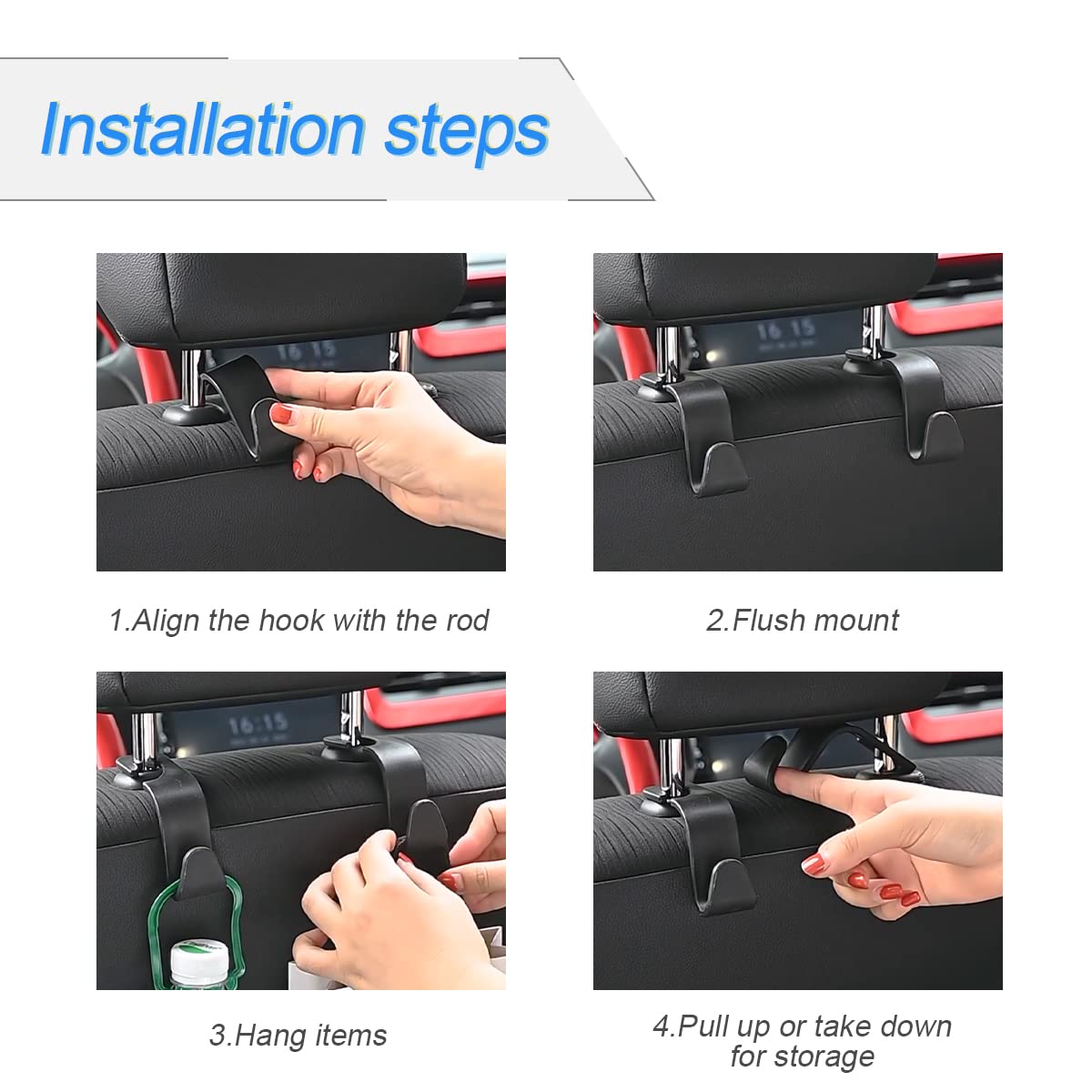 Car Back Seat Headrest Hooks