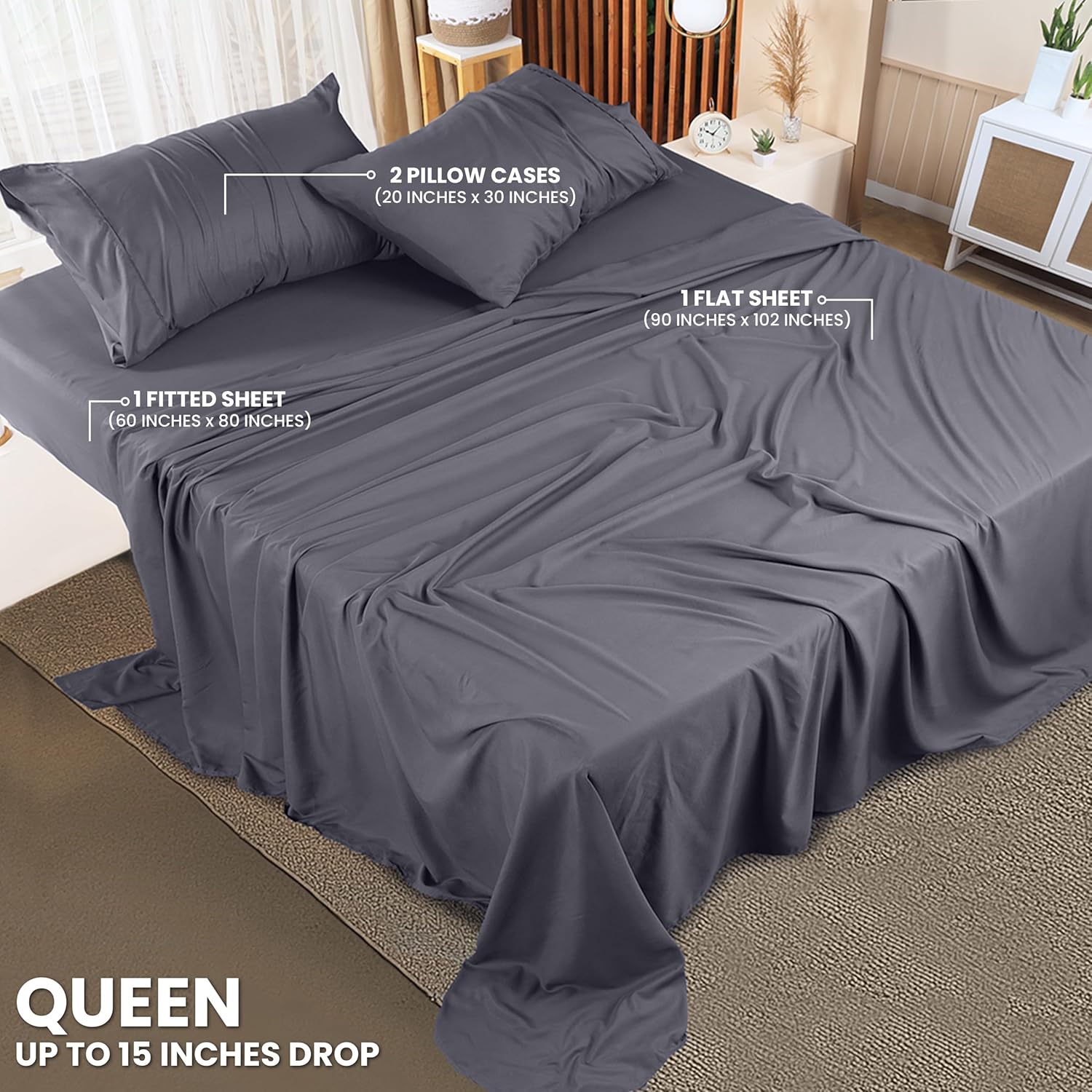 Bedding Queen Sheet Set – 4 PCs