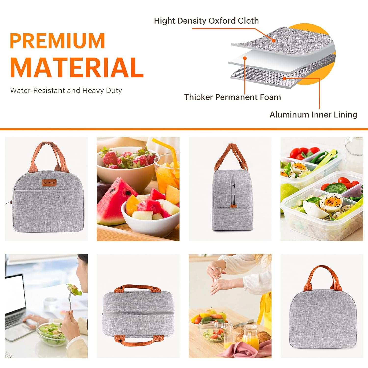 Lunch Bag for Work, Travel, Outdoor (Grey)